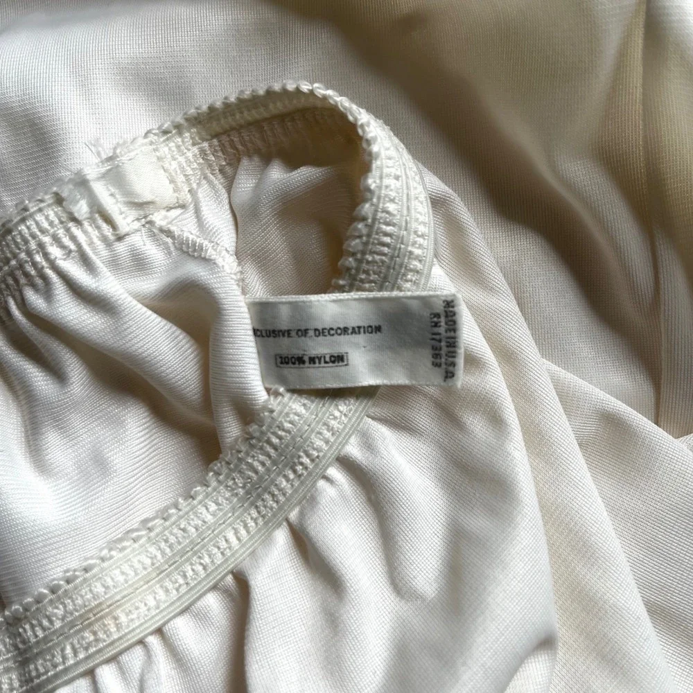 Vintage White Half Slip Skirt Lace Hem Nylon Lingerie Medium